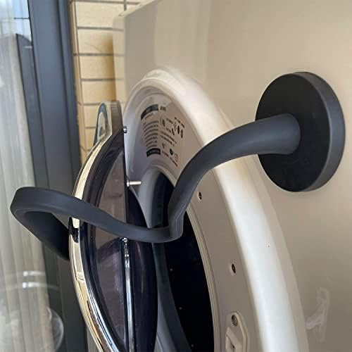 CYSFETENA Adjustable Front Load Washing Machine Door Prop, Magnetic Washing Machine Door Stopper, Universal Flexible Washer Door Prop Open Fits for Most Washing Machines (Black)