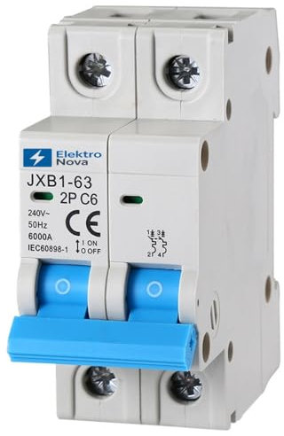 ELEKTRONOVA Interruttore Magnetotermico 2P C6 6A 6kA – 2 Moduli DIN – 220V