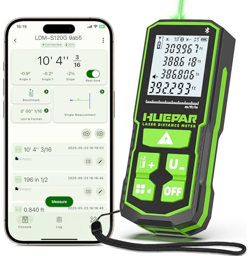 120m Outil de Mesure Laser Vert Huepar avec Contrôle par Application