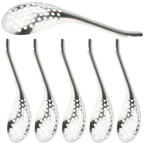Mikinona 6 piezas Cucharas Ranuradas para Servir Caviar de Acero Inoxidable Premium Diseño Ergonómico Cómodo Utensilios Prácticos para Cocina Gourmet y Esferificación