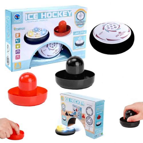 Air Hockey Hover Puck,Jeu de Hockey aéRien Portable avec 2 Poussoirs,Palet Flottant éLectrique pour Enfants Adultes Famille Jeux De Table IntéRieur FêTe Cadeau