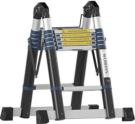 WORHAN SCALA 3.8m TELESCOPICA CAVALLETTO ESTENSIBILE PIEGHEVOLE ALLUMINIO 380cm K3.8A