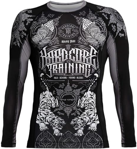 Hardcore Training Muay Thai Rash Guard Men's Kompressionshemd Herren Lange Ärmel Grappling Jiu Jitsu MMA Fitness Boxen No Gi