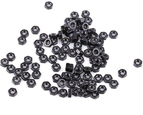 Tuercas de zinc negro, 100 piezas M2-M5 Tuercas hexagonales hexagonales de rosca métrica de acero al carbono chapado en zinc negro M2, M2.5, M3, M4, M5, gran reemplazo(M3)
