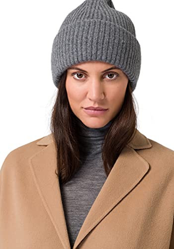 Style & Republic Kaschmir Mütze-Beanie Damen aus 100% Cashmere - Dein kuscheliger Premium Beanie für stilvolle Herbst- & Winter-Momente - Grau Melange