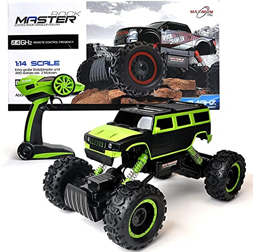 FunTomia Maximum RC Ferngesteuertes Auto für Kinder - 4WD Monstertruck - XL RC Auto für Kinder ab 5 Jahren - Rock Crawler (Farbe: grün)