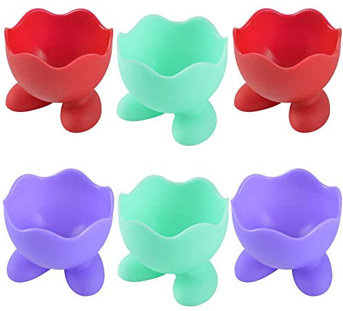 6Pcs Boiled Egg Holder Silicone Egg Cup Egg Cups Cartoon Kitchen Boiled Egg Holder for Kitchen Boiled Eggs Breakfast Stack and Store Egg Cups Holders