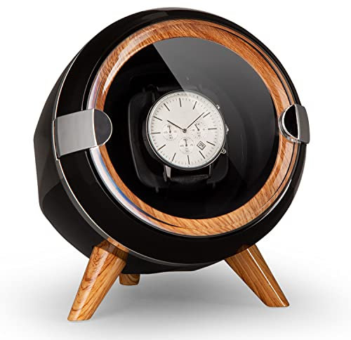 KLARSTEIN Automatic Watch Winder, Ultra Quiet, 4 TPD & 3 Rotation Modes, Watch Storage Box with Acrylic Window Display Case, Extender for Large Watches