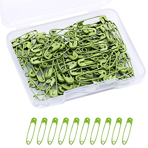 120 Pièces 19mm Mini Épingles a Nourrice, Mini Épingles de Sûreté Épingles de Sûreté en Métal Safety Pins pour la Couture Artisanale et la Fabrication de Bijoux (Vert)