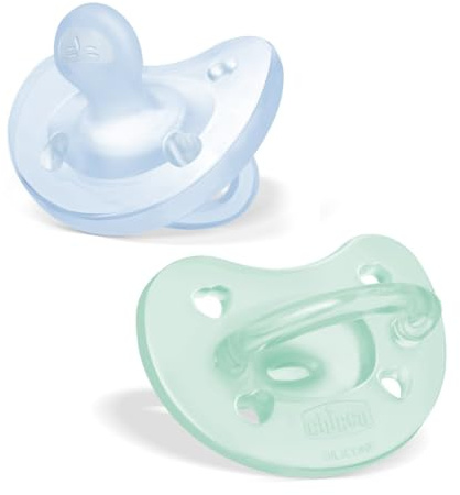 Chicco PhysioForma Ciuccio in Silicone 2-6 Mesi, 2 Pezzi, Set Gommottini 2-6 Mesi, Supportano la Respirazione Fisiologica e Favoriscono il Corretto Sviluppo della Bocca, Azzurro