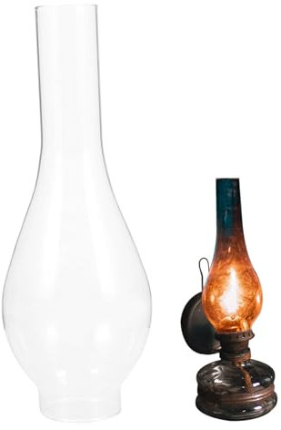 NIDONE Glass Oil Lamp Chimney, 2 Inch Base, Clear Glass Heat-Resistant Replacement Light Shade for Traditional Vintage Oil Lamp, Height: 9.7 Inch
