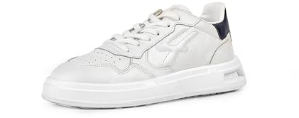 U-Power Urban Lifestyle Dragos, Scarpe Sportive e Casual Bianche, Blu e Beige Morbida Pelle. Sneakers Basse con Suola Antiscivolo con Inserto Infinergy, Ideali per l'uso Quotidiano.