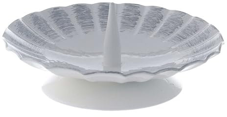 Holyart Portacandela ondulato Ferro Bianco Argento punzone Candela 9,5 cm