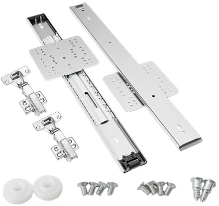 Baoblaze Hidden Flip up Cabinets Door Slide Rails Sliders Pocket Doors Sliding Door Hardware Kit for Home Cupboards Household Bookcase, 350mm
