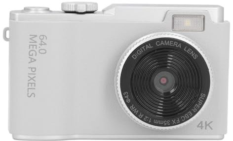 Cámara Digital de 48MP, Zoom de 16x, Antivibración, Pantalla IPS de 1080P de 2,4 Pulgadas, Cámara de Bolsillo Compacta, Cámara Digital Pequeña, para Vlogging, Viajes, (White)