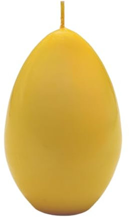 Hochwertige XXL Eierkerze, Ostereikerze, Kerzenei, Dekokerze in Eiform, Wachskerze Ei, Osterdekokerze als Ei in gelb, L/B/H: 8 x 8 x 12 cm.