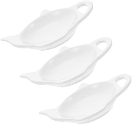 KOCKSHION Set 3 Piatti in Ceramica a Forma Di Teiera, Sottobicchieri Per Bustine Di Tè Poggia Cucchiaio, Vassoio Elegante Per Cerimonia e Tè Pomeridiano