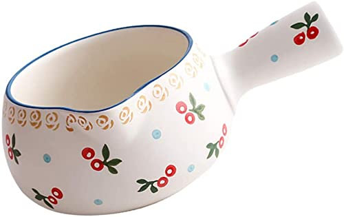 Keramisk smörvärmare mjölkkastrull enkelhandtag non-stick mini kastrull mjölkgröt gröt gryta små köksredskap 1 000 ml-körsbär
