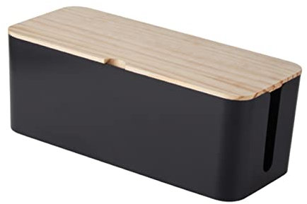 NUOBESTY Kabel Aufbewahrungsbox Aus Kunststoff Und Holz Anti-Strom-steckdosengehäuse Kabelleitungsbox Für Schreibtisch Büro Arbeitszimmer Wohnzimmer Oder Ecke Groß Genug Für