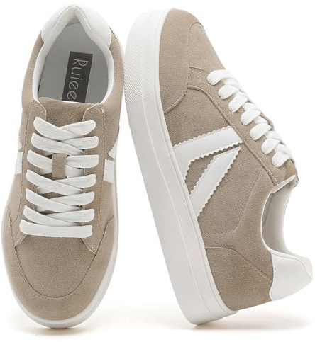 Ruiee Womens Trainers Fashion Sneakers Casual Shoes. | Walking, Running, Lace Up, Casual Comfortable, Trendy Tennis Walking, Stylish Retro