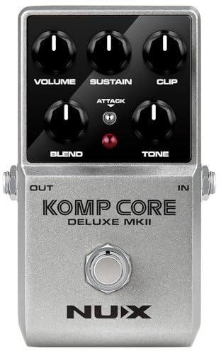 NUX | Komp Core Deluxe MKII Compressor Pedal – Analogue Guitar Compression with Sustain, Clip & Blend Controls – True Bypass, Attack Switch, Compact FX for Electric Guitar, Blues, Rock, Country