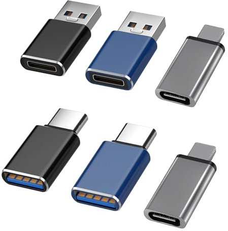 Kenkor [6 Pack USB to USB-C Adaptor & Type-C to Lightning & USB-C to USB Adapter SuperSpeed Data Transfer & Fast Charging for iPhone/PC/Samsung/iPad/Laptop/Car Charger/Flash Disk/Tablet