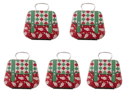 Fcnjsao Lot de 5 boîtes de préparation de Noël avec étain à bonbons pour la décoration de vacances Récipient à bonbons pratique pour la consommation de fête