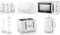 Swan Serenity White 1.7L 3KW Kettle, 4 Slice Toaster, Bread Bin, Canisters, Mug Tree, Towel Pole and 700W 20L Microwave SM4420WHT. Contemporary Design Matching Kitchen Set of 9 in Matt White Finish