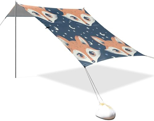BOENLE Beach Tent Sun Shelter Foxes Stars Moon Lightweight & Easy Setup Beach Shade Canopy for Camping Fishing