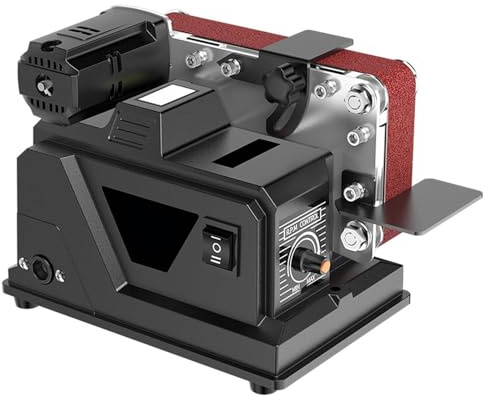 Mini levigatrice a Nastro, smerigliatrice da banco da 180 W, lucidatrice elettrica per Pietre lapidee/affilatrice per coltelli, con manopola di velocità Continua, per Le