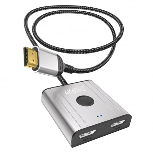 sdoppiatore hdmi,HDMI Switch 0,5M 4K@60 Hz 2K@144 Hz Splitter HDMI 2.0 Switch,2 in 1 out o 1 in 2 out Splitter(viene visualizzato un solo monitor alla volta) HDCP 2.2 UHD 3D per PS5/4,Xbox,TV Stick