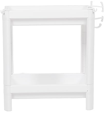 WINH Freestanding Bathroom Shelf Multifunctional Shelving Unit White, Sturdy Corner Storage for Offices and Bedrooms (2 Tier)