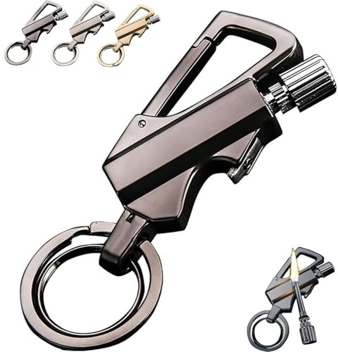 Permanent Match Infinity Lighter, 3-in-1 Keychain Waterproof Windproof Reusable Flint Fire Starter, Strike Anywhere for Camping Hiking Survival Outdoor (Black)
