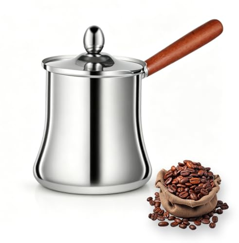 Rostfritt stål, turkisk kaffekanna och smör smältning, minikastrull, turkisk kaffekanna 720 ml med näbb och lock, för induktion – för mjölk varm choklad, mocka, te och kalla drycker