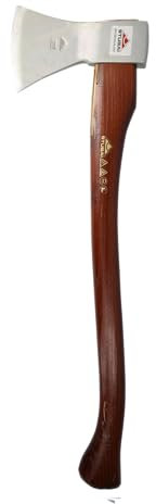 STUBAI Forstaxt im Nirolook mit Messing-Stielschutz | 1200 g Kopfgewicht | Axt Rheinische Form aus Stahl mit Holzgriff, kleine Axt zur Wald- und Gartenarbeit, Fällaxt, Spaltaxt, Universalaxt