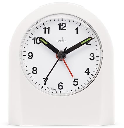 Acctim Palma Analogue Alarm Clock Quartz Luminous Hands (White)