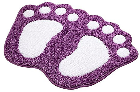 SHANNA Rutschfeste Badematte Badezimmer Dusche Teppiche Bereich Teppiche Teppich Süße große Füße saugfähige Fußmatte Bodenmatte Wohnzimmer Sofa Kissen Fußpolster Teppich (lila, 40 x 60 cm)