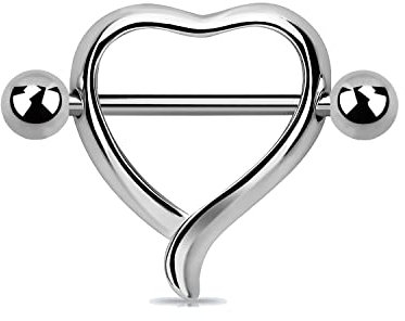 Brustwarzenpiercing Titan Herz silber Frau Stab nickelfrei Nippelpiercing Glitzer