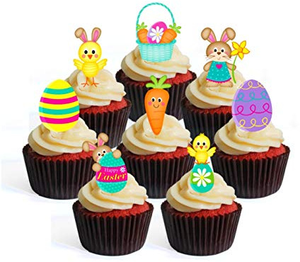 Lot de 24 décorations comestibles pour gâteaux de Pâques