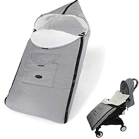Molinter Kinderwagen Fusssack Babydecke Baby Winter Schlafsäcke mit Reißverschluss Kuschelsack für kinderwagen (Grau)