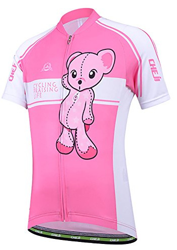 YFPICO Cycling wear Radtrikot Mädchen/Jungen Fahrradtrikot schnelltrocknend, Rosa, 134/140