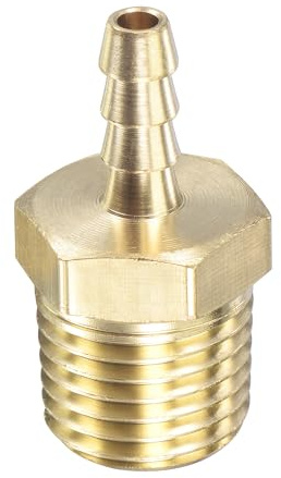 sourcing map Latón Manguera Púa Conexión Recta 3/16 Pulgada x NPT 1/4 Macho Rosca Tubería Conector para Agua Aire Combustible Tubo
