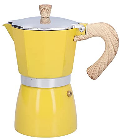 Italiana Inducción - Moka en Acero Inoxidable, Ideal para Capuchino, LatteAluminio, Capacidad 6 Tazas/300ML(Amarillo)
