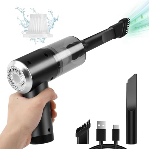 XBllcyiv Mini Vacuum Cleaner for,2 in 1 Keyboard Vacuum Cleaner Wireless Handheld,Car Vacuum with Brushless Motor High Power 120W Rechargeable Easy to Clean Car Interior (Black)