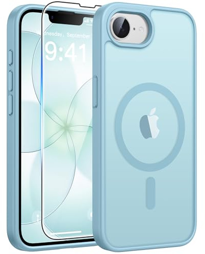 FNTCASE for iPhone 17e/ iPhone 16e Case, Fit for Magsafe, Screen Protector | Translucent Matte Magnetic Back, 14FT Military Grade Drop Protection, Shockproof Protective Phone Cover, Teal