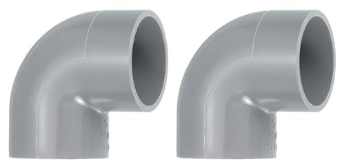 QUARKZMAN 2Pcs PVC Conector Codo de 90 Grados para Tubería de Agua, 32mm Interior Diámetro Conector de Tubería de PVC Codo de 2 Vías, Gris