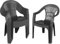 Harbour Housewares Milas Garden Dining Chairs - Anthracite - 6x Stackable Plastic High Back Outdoor Patio Bistro Balcony Armchair Seating Furniture Set