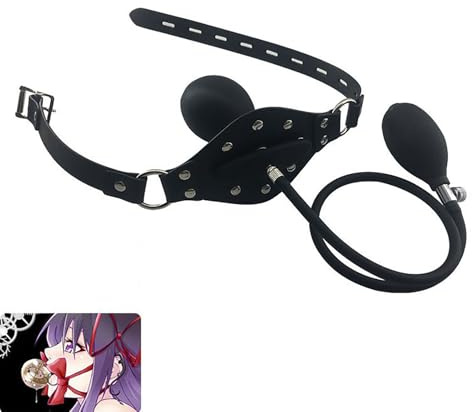 Silicone Gag Inflatable Ball Gag Port Plug Sex Toy Things for Couples Kinky Bondage Gear & Accessories Chastity Cage Adjustable Belt BDSM Sex Toy (Black)