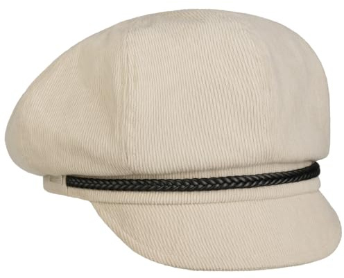 Seeberger Gorra Newsboy Uni Fine Cord Mujer - Gorro con Visera Visera, Forro otoño/Invierno Invierno - Talla única Beige
