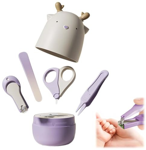 KYLOS Babypflege Set Mit Baby Nagelschere, Für Fingernägel Und Fußnägel Mit Nagelknipser, Nagelschere, Nagelfeile Und Pinzette Für Kinder Und Neugeborene In Süßer Reh Geschenk-Verpackung